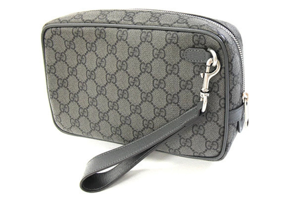 Gucci Gray Ophidia Shoulder GG Bag Leather Clutch Supreme Gray
